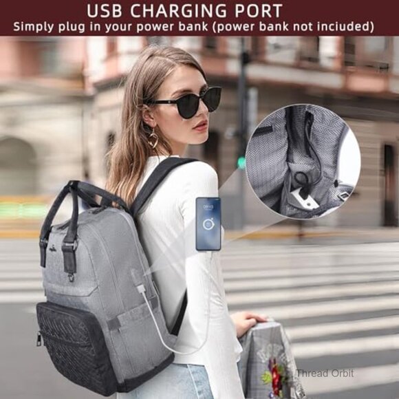 Large Travel Backpack with USB Port, Anti-Theft Design, Water-Resistant Daypack